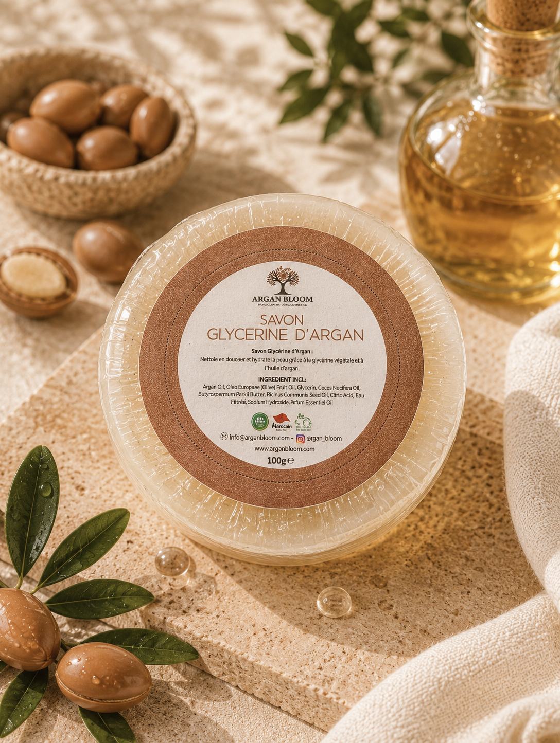 Savon glycérine d’Argan hydratant naturel 100 g