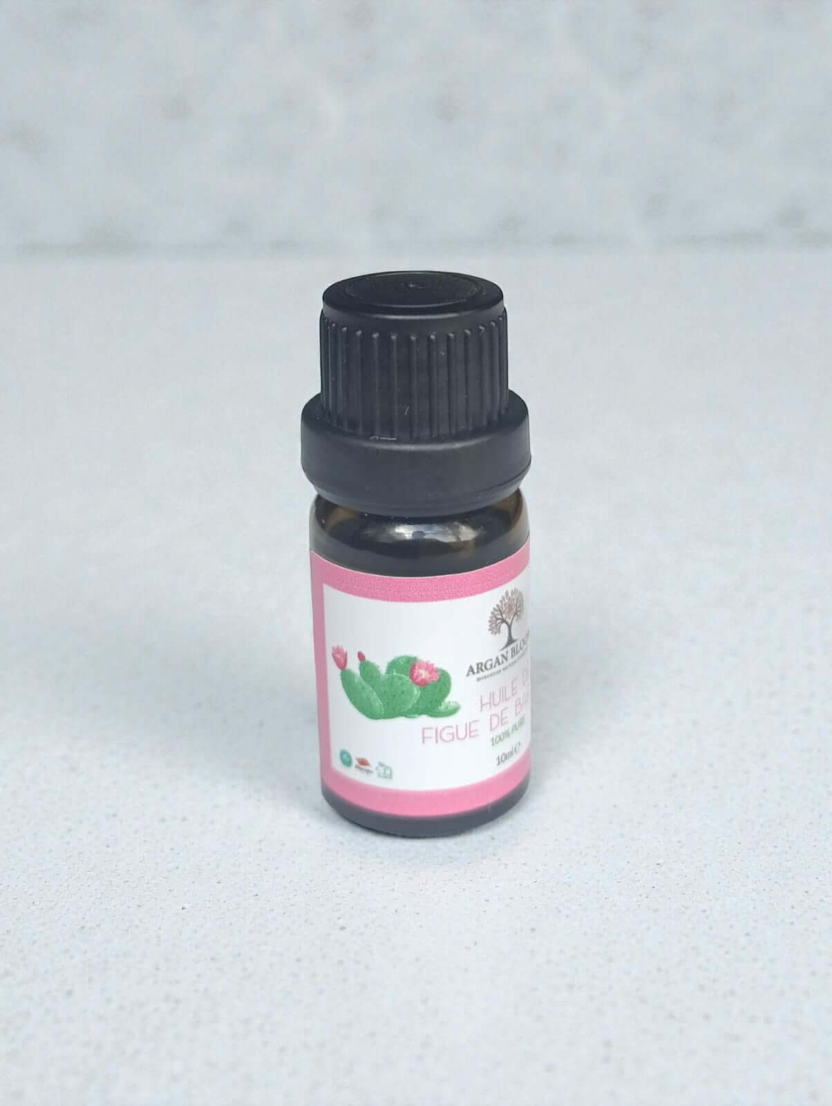 Flacon de Huile de Figue de Barbarie BIO 10 ml, cosmétique marocaine, propriétés nourrissantes et revitalisantes.