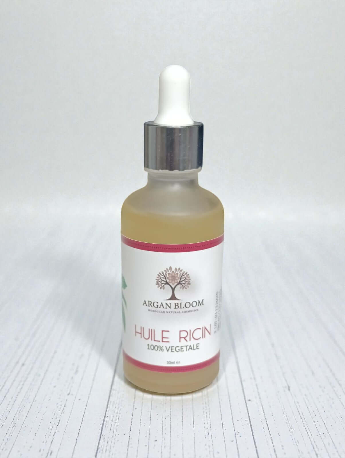 Flacon d'huile de ricin BIO 100% végétale pour nourrir cheveux et cils, Argan Bloom, 50 ml.